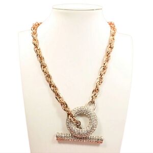 INC Rose Gold Crystan Pave Toggle Necclace
